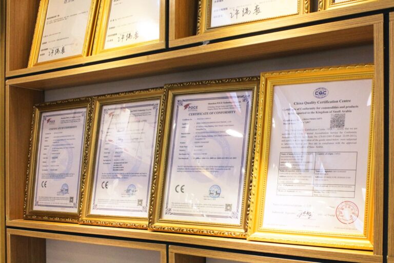 DALESH certificate display wall in company showroom